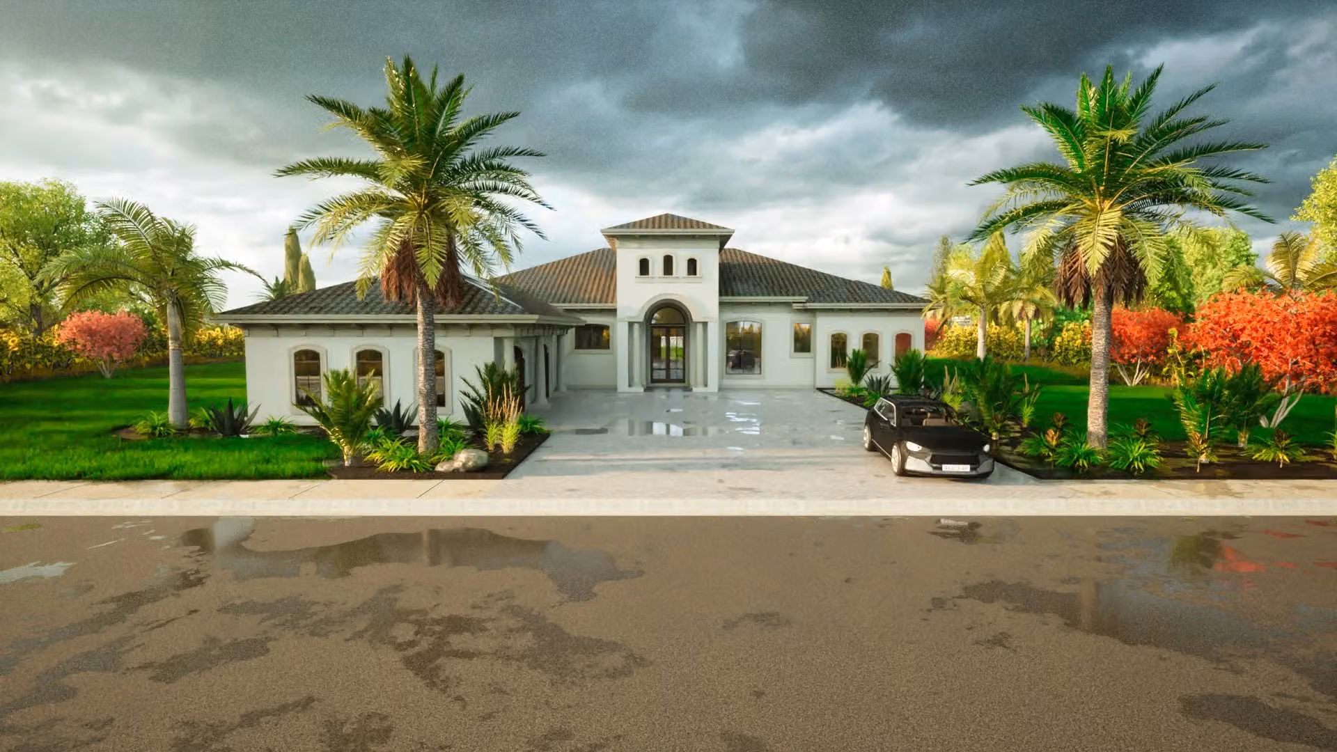 Mediterranean Style architectural rendering