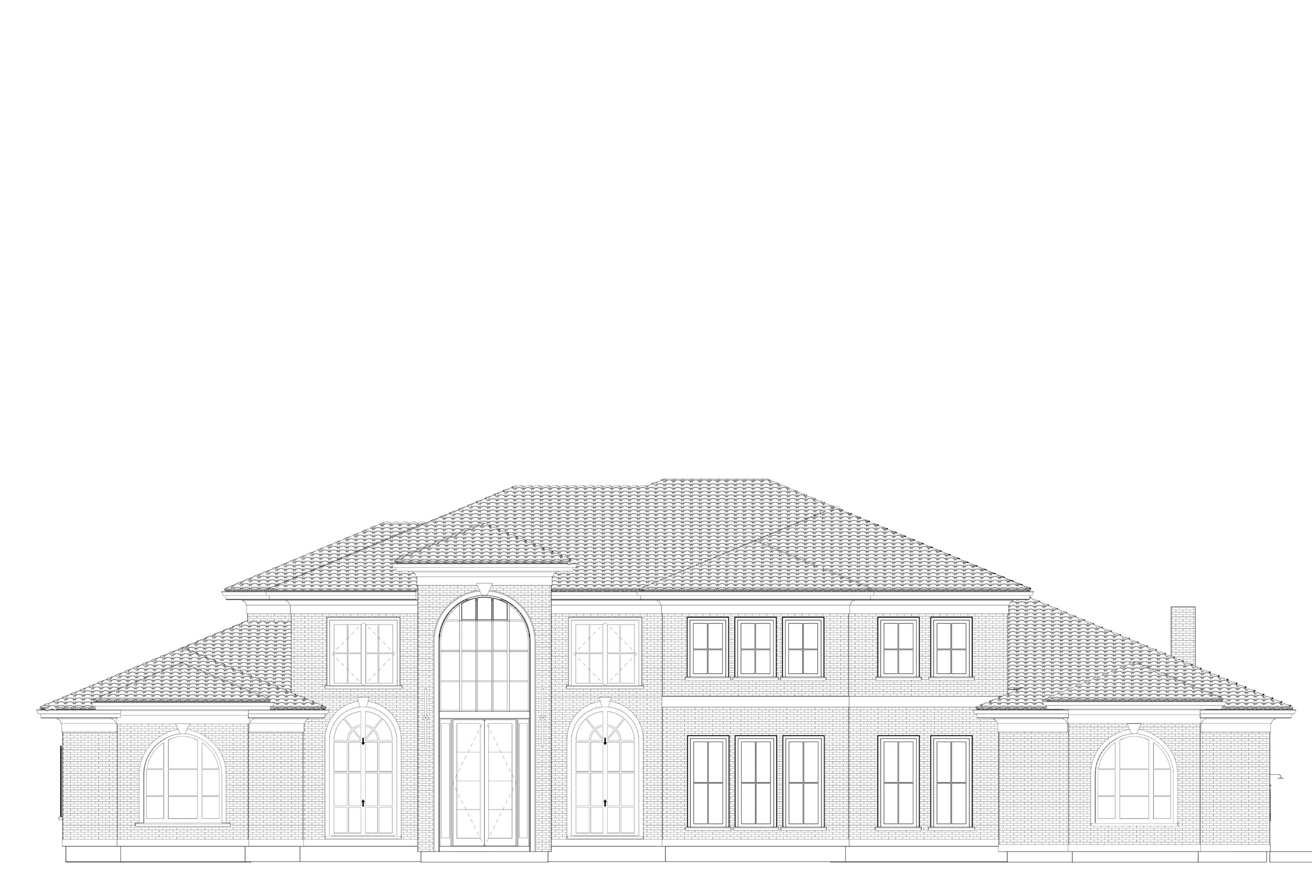 Architectural blueprint of a large, modern residential home with detailed design elements.